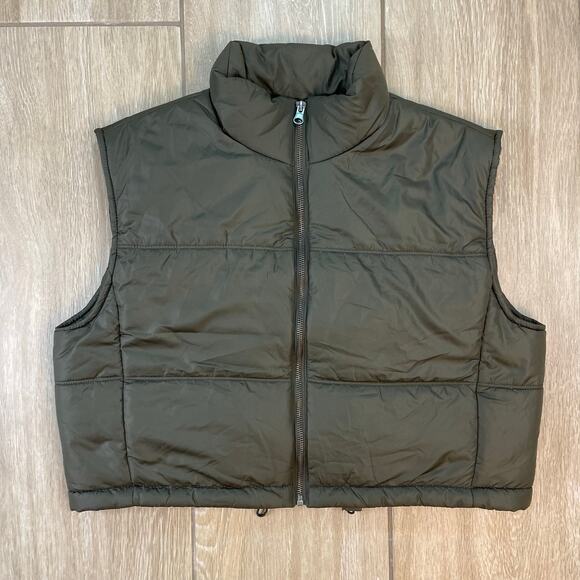 Thread & Supply Olive Puffer Vest Women’s Medium Zip Front Sleeveless Jacket - Picture 1 of 9